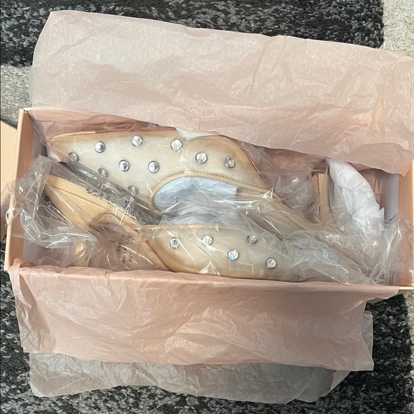 Loeffler Randall Paloma rhinestone embellished mesh mule, nude, size 8 NIB! - Picture 2 of 10
